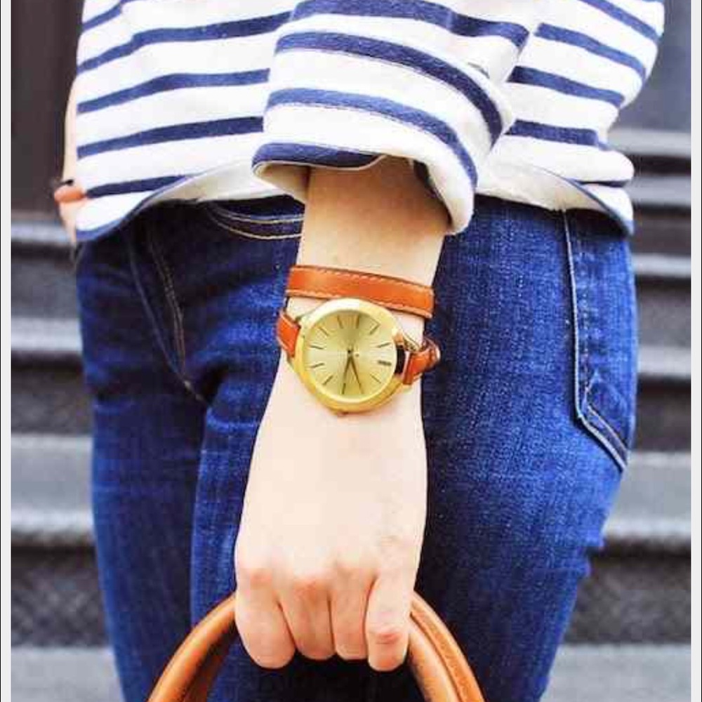 Saffiano leather BLUE wrap watch